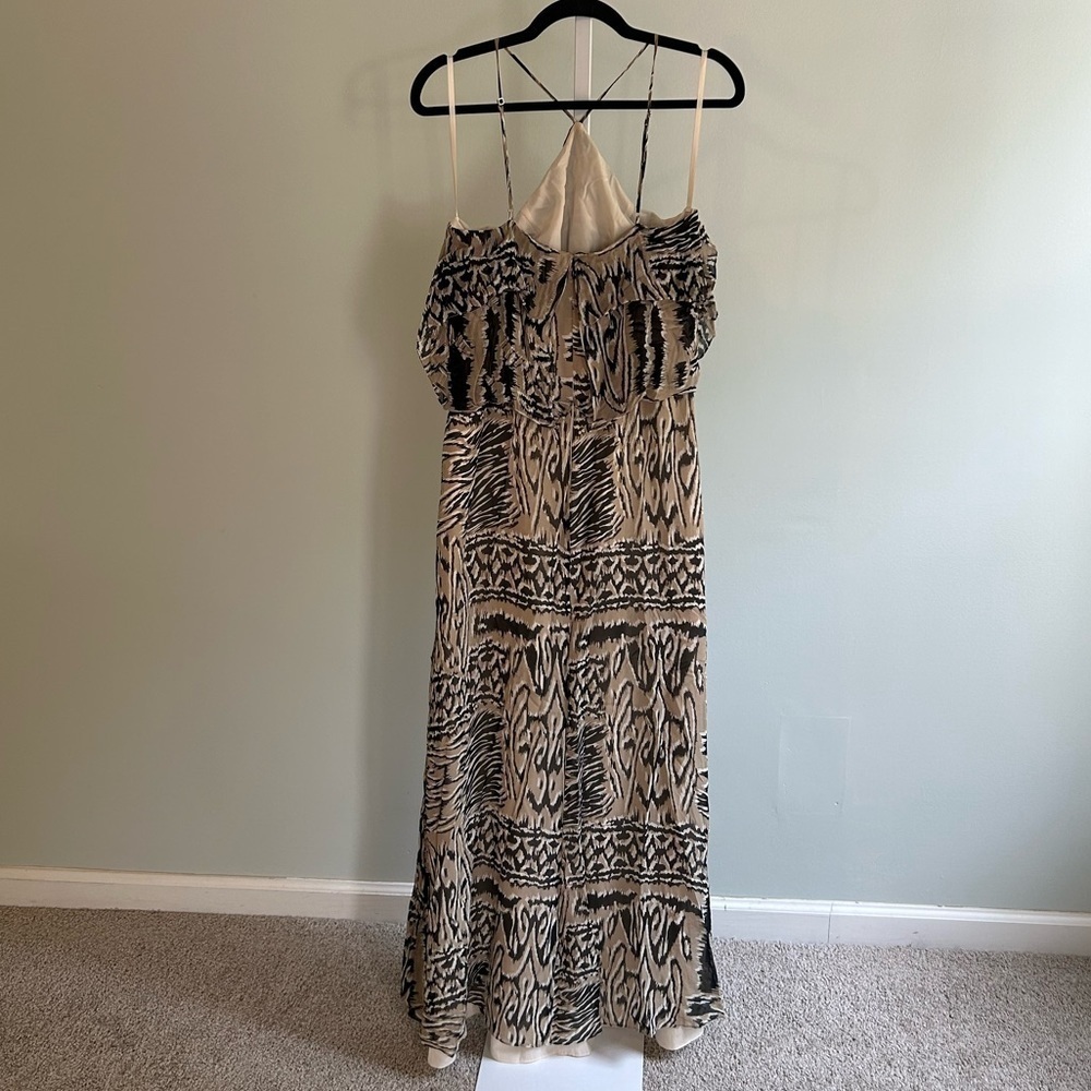 BCBG Max Azria Ikat Neutral Print Silk Maxi Dress - Picture 4 of 6